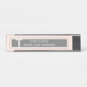 Porte-nom Pour Bureau Infirmière responsable Médicale Caduceus Blush Pin (Devant)