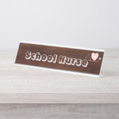 Porte-nom Pour Bureau Infirmière, stéthoscope, coeur (Devant)