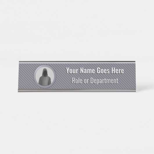 Porte-nom Pour Bureau InfoSec Team - Silver Theme Hacker dans le logo Sw (Devant)