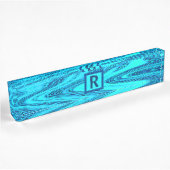 Porte-nom Pour Bureau Initiales Abstraites monogrammes de l'océan bleu T