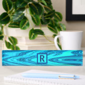 Porte-nom Pour Bureau Initiales Abstraites monogrammes de l'océan bleu T