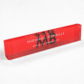 Porte-nom Pour Bureau Initiales modernes en monogramme noir rouge