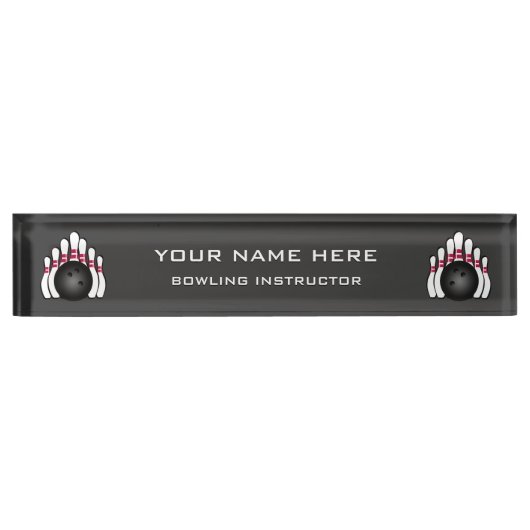 Porte-nom Pour Bureau Instructeur de bowling (Devant)