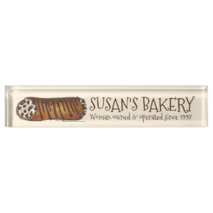 Porte-nom Pour Bureau Italien Chocolat Chip Cannoli Boulangerie Chef pât