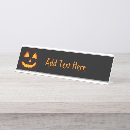 Porte-nom Pour Bureau Jack-o'-lantern éclairé (Devant)