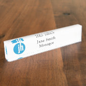 Porte-nom Pour Bureau Jackson Hewitt Blue Editable (Taille)