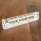 Porte-nom Pour Bureau Jardin floral à fleurs blanches du Japon (Taille)