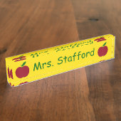 Porte-nom Pour Bureau Jaune vert rouge d'Apple du professeur (Taille)