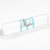Porte-nom Pour Bureau jeté simple minimal ajouter nom monogramme rose ro