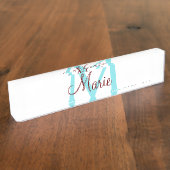 Porte-nom Pour Bureau jeté simple minimal ajouter nom monogramme rose ro (Taille)