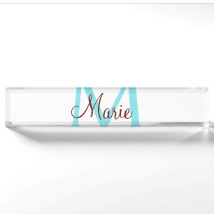 Porte-nom Pour Bureau jeté simple minimal ajouter nom monogramme rose ro