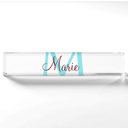 Porte-nom Pour Bureau jeté simple minimal ajouter nom monogramme rose ro (Devant)