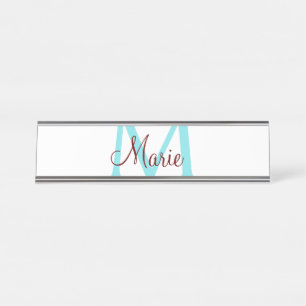Porte-nom Pour Bureau jeté simple minimal ajouter nom monogramme rose ro