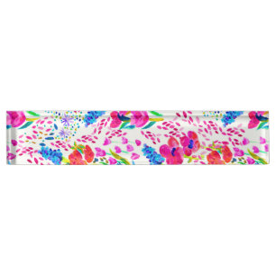 Porte-nom Pour Bureau Joli carnet de chèques motif de fleurs d'aquarelle