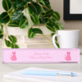 Porte-nom Pour Bureau Joli chat fille rose sur mesure