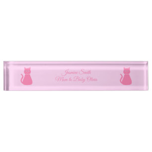 Porte-nom Pour Bureau Joli chat fille rose sur mesure