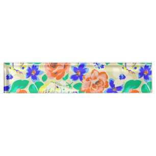 Porte-nom Pour Bureau Joli motif floral coloré