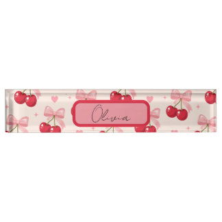 Porte-nom Pour Bureau Joli nœud rose Cerise Coquette Rentrée scolaire 20