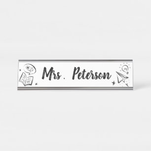 Porte-nom Pour Bureau Joli professeur personnalisé Doodle Éducation