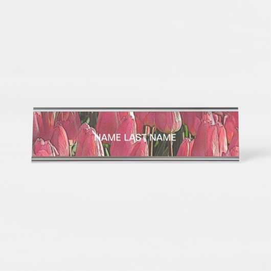 Porte-nom Pour Bureau Jolie tulipe rose (Devant)