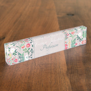 Porte-nom Pour Bureau Jolies fleurs d'aquarelle Botanique