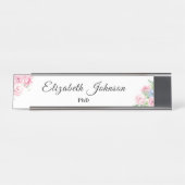 Porte-nom Pour Bureau jolies fleurs roses/fleurs Dr PhD diplômé n'import (Devant)