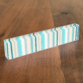 Porte-nom Pour Bureau Jolies rayures aqua blanc (Taille)