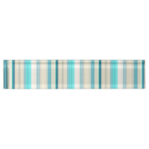 Porte-nom Pour Bureau Jolies rayures aqua blanc