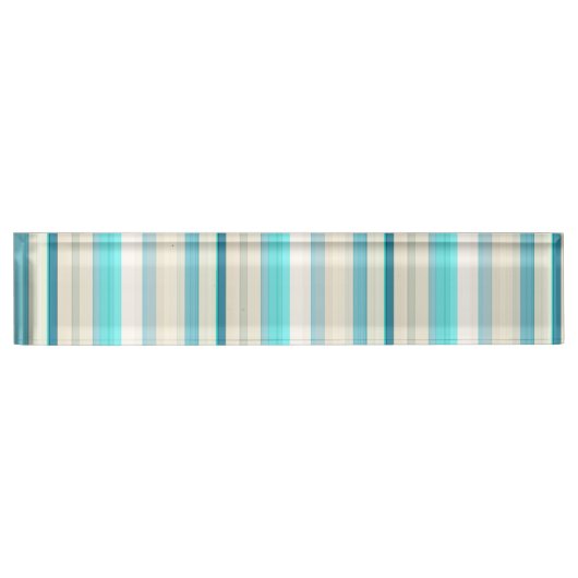 Porte-nom Pour Bureau Jolies rayures aqua blanc (Devant)