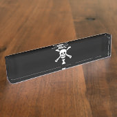 Porte-nom Pour Bureau Jolly roger Drapeau Emanuel Wynne Pirate (Taille)