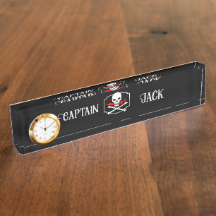 Porte-nom Pour Bureau Jolly roger personnalisé (Cutlass)