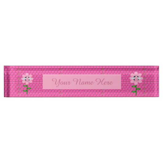 Porte-nom Pour Bureau Joyeuse Bee Day Girl rose Anniversaire Bumblebee (Devant)
