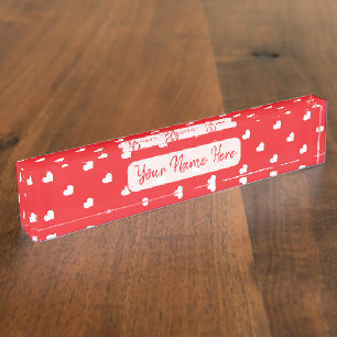 Porte-nom Pour Bureau Joyeuse Saint-Valentin Moderne Motif d'Amour