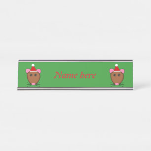 Porte-nom Pour Bureau Joyeuse souris de Noël personnalisée