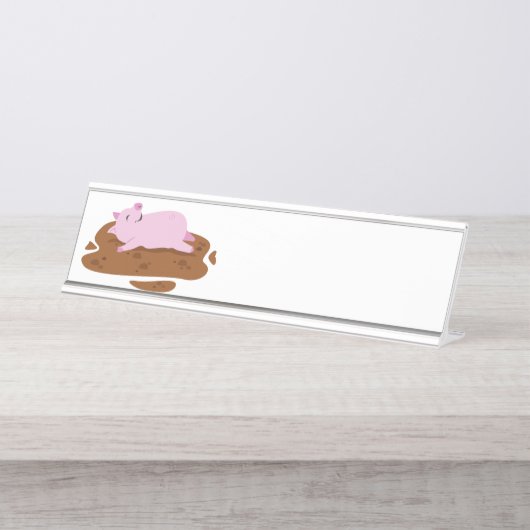 Porte-nom Pour Bureau Joyeux cochon (Devant)