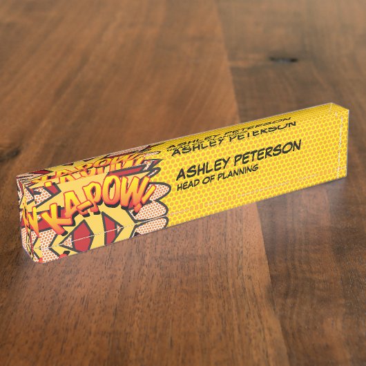 Porte-nom Pour Bureau KA-POW Fun Retro Comic Book (Taille)