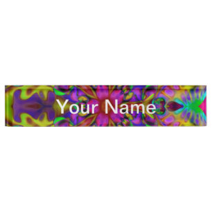 Porte-nom Pour Bureau Kaleidoscope Apophyse Fractal Art - II + votre tex