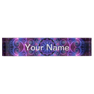 Porte-nom Pour Bureau Kaleidoscope Apophyse Mandala Hearts + texte