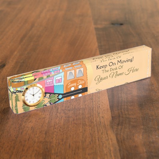 Porte-nom Pour Bureau Keep On Moving Unique Train Custom (Taille)