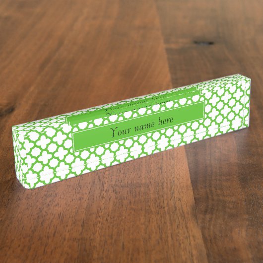 Porte-nom Pour Bureau Kelly Green Quatrefoil Motif (Taille)