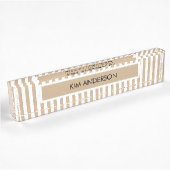 Porte-nom Pour Bureau Khaki White Stripe