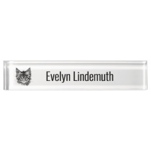 Porte-nom Pour Bureau Kitten noir et blanc visage personnel