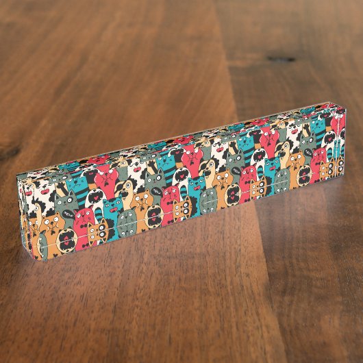 Porte-nom Pour Bureau La Crowd of cats (Taille)
