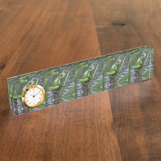 Porte-nom Pour Bureau La Grenouille Verte Sur Les Rèseaux À La Rivière, (Taille)