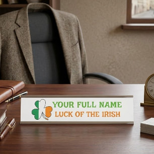 Porte-nom Pour Bureau La Saint-Patrick Drapeau Irlande Trèfle Nom Person