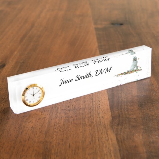 Porte-nom Pour Bureau Labradoodle Chien Dans Le Bureau Feuille Nom Plaqu (Taille)