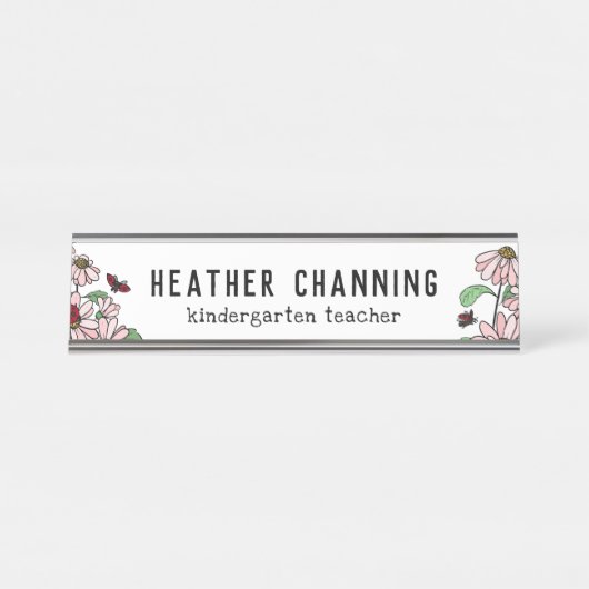 Porte-nom Pour Bureau Ladybugs & Daisies Bureau de l'enseignant (Devant)