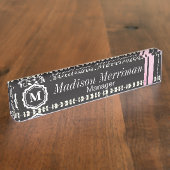 Porte-nom Pour Bureau L'animal barré par zèbre avec le rose barre | (Taille)