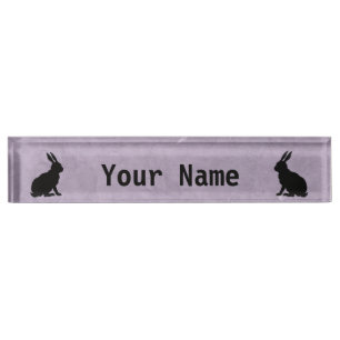 Porte-nom Pour Bureau Lapin noir Silhouette Lapin de Pâques