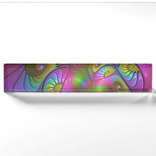 Porte-nom Pour Bureau L'art fractal abstrait trippy lumineux coloré